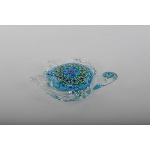 Glass Decoration of Turtle with Light Blue Belly