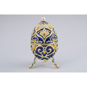 Blue Faberge Styled Egg Trinket Box by Keren Kopal