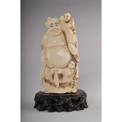Mammoth Ivory- Buddha with two Kids