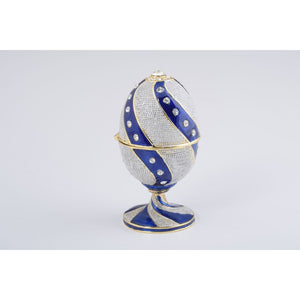 Blue & White Faberge Style Egg Trinket Box by Keren Kopal