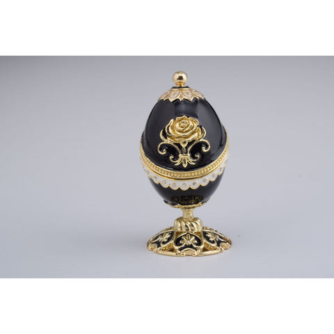 Golden Black Faberge Styled Egg Trinket Box by Keren Kopal