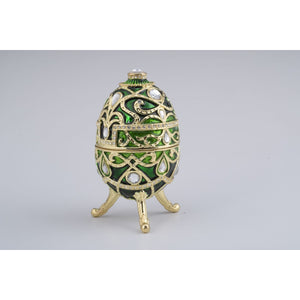 Green Faberge Styled Egg Trinket Box by Keren Kopal