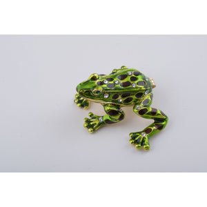 Green Black Spotted Frog Trinket Box by Keren Kopal