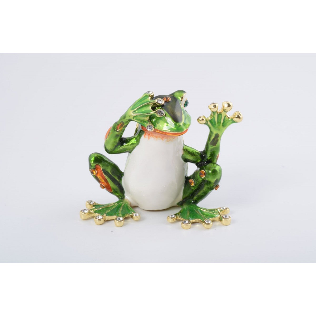 Green Frog See No Evil Trinket Box by Keren Kopal