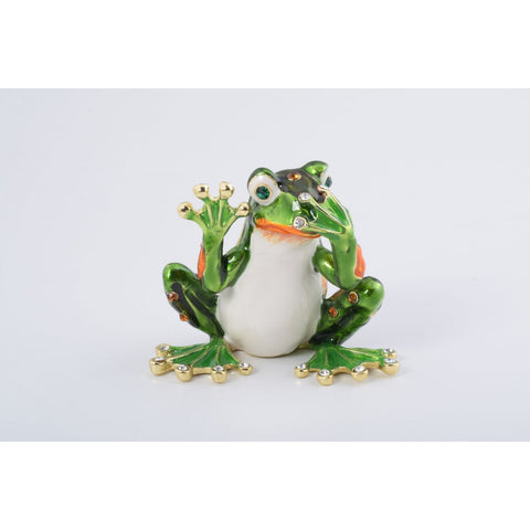 Green Frog Speak No Evil Trinket Box by Keren Kopal