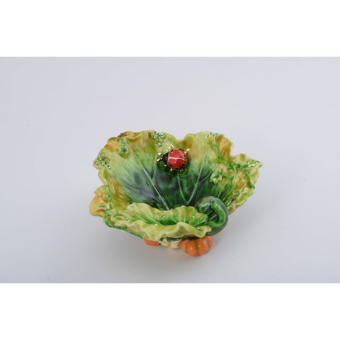 Lettuce with a Red Ladybug Trinket Box by Keren Kopal