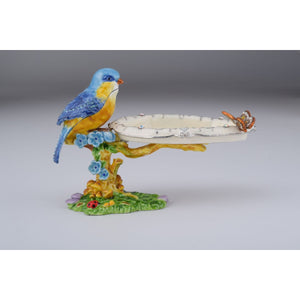 Blue & Yellow Tanager Bird on a Tree Trinket Box by Keren Kopal
