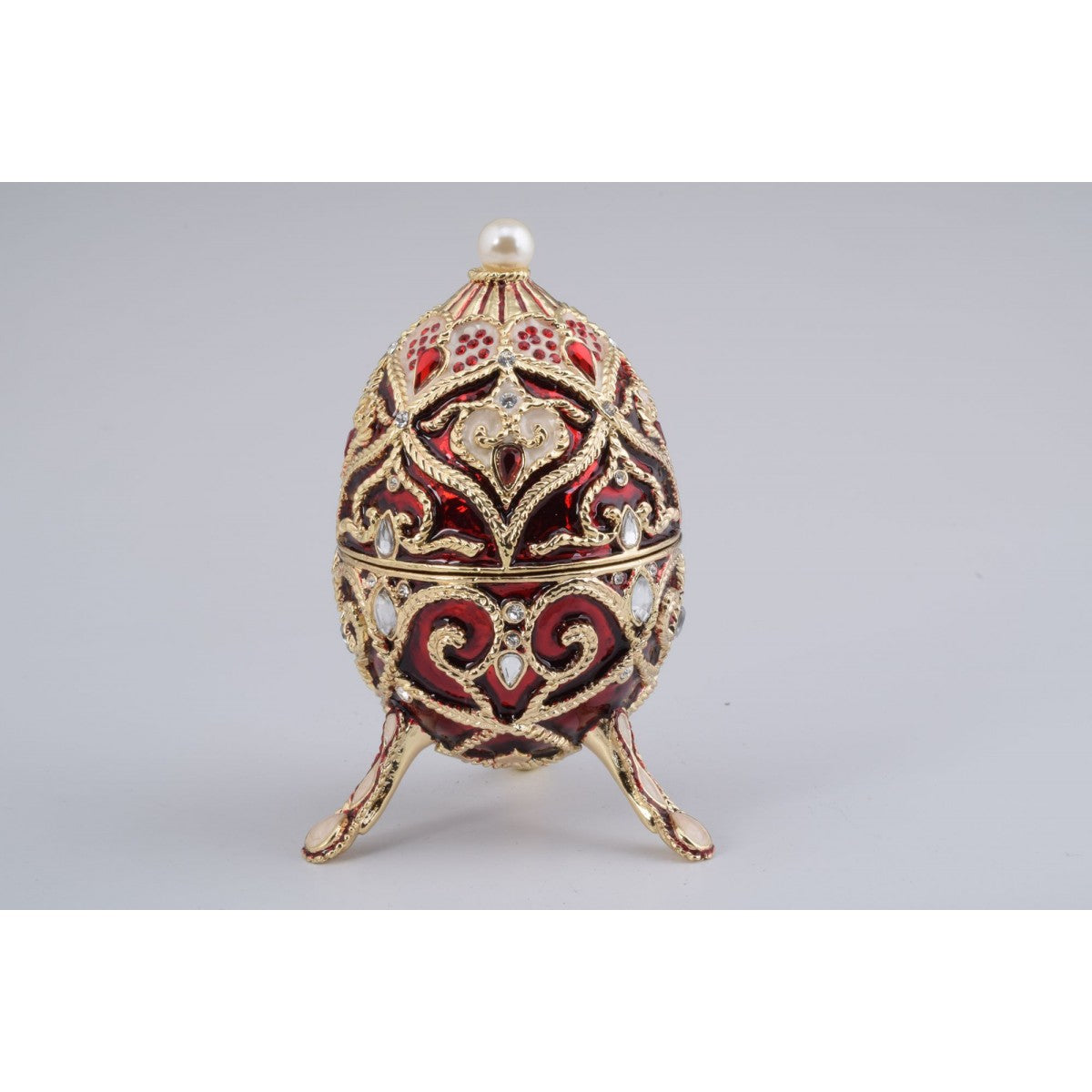 Red Faberge Styled Egg Trinket Box by Keren Kopal