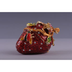 Valentine's Day Strawberry with a Bee and a Beetle Trinket Box by Keren Kopal