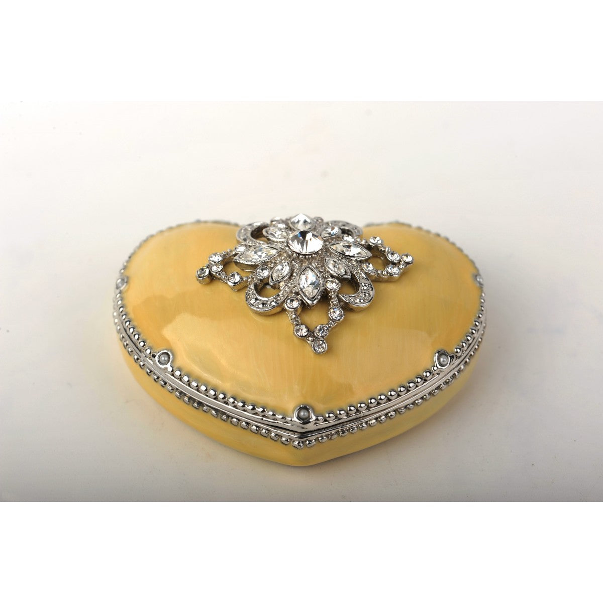 Decorated Swarovski Yellow Valentine's Heart Trinket Box by Keren Kopal