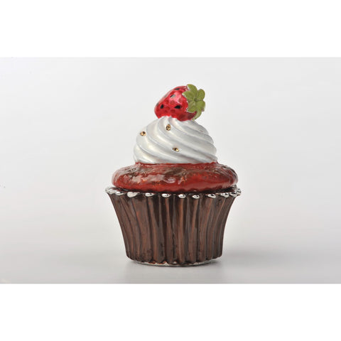 Valentine's Strawberry Cupcake Trinket Box Decorated Swarovski by Keren Kopal