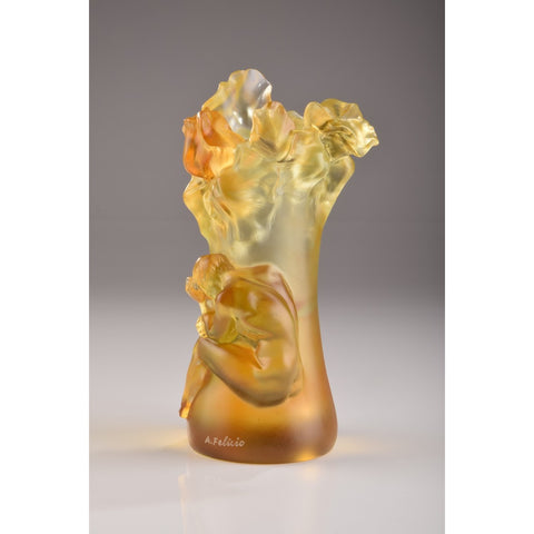 Crystal Flower Vase With Man Decoration 