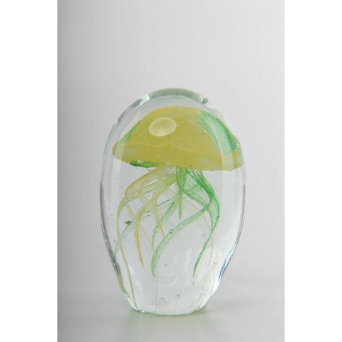 Glass Decoration of Yellow & Green Jellyfish
