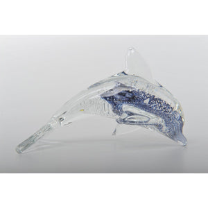Glass Decoration of Clear & Blue Dolphin