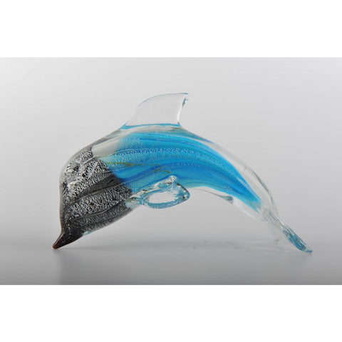 Glass Decoration of Half Black Half Blue Dolphin