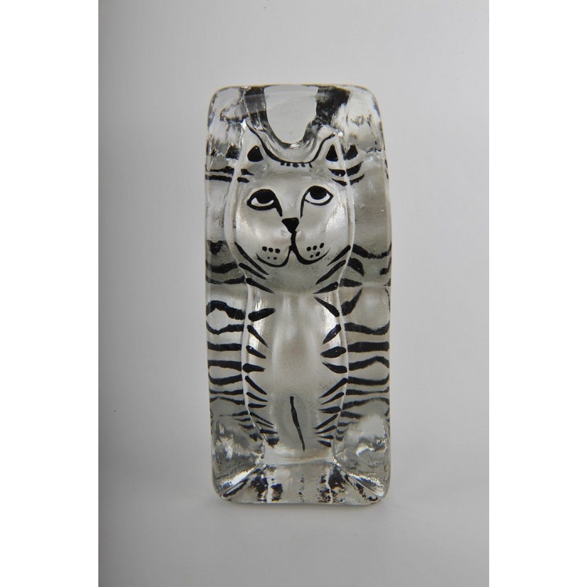 Glass Decoration of Striped Cat Sculpture
