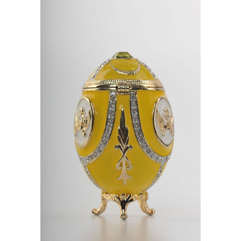Yellow Faberge Egg with Gold Decorations by Keren Kopal