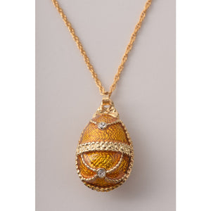 Mustard Yellow Faberge Egg Pendant Necklace