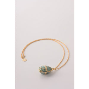 Light Blue Faberge  Egg Pendant Necklace