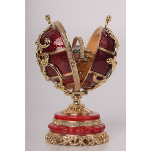 Red Faberge Egg with a Removable Flower Bouquet