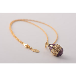 Purple & Gold Faberge Egg Pendant Necklace