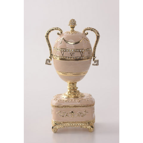 Baby Pink Faberge Egg with Gold Handles by Keren Kopal