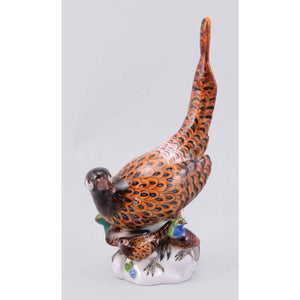 A Meissen Porcelain Pheasant With His Goslings