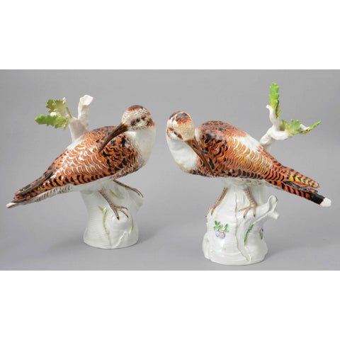 A Pair Of Meissen Porcelain Birds