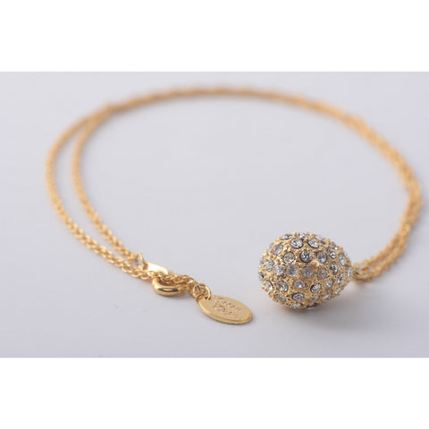Gold with crystals  Faberge Egg Pendant Necklace