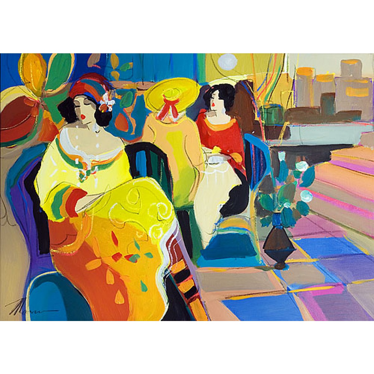 Women at a Cafe by Isaac Maimon