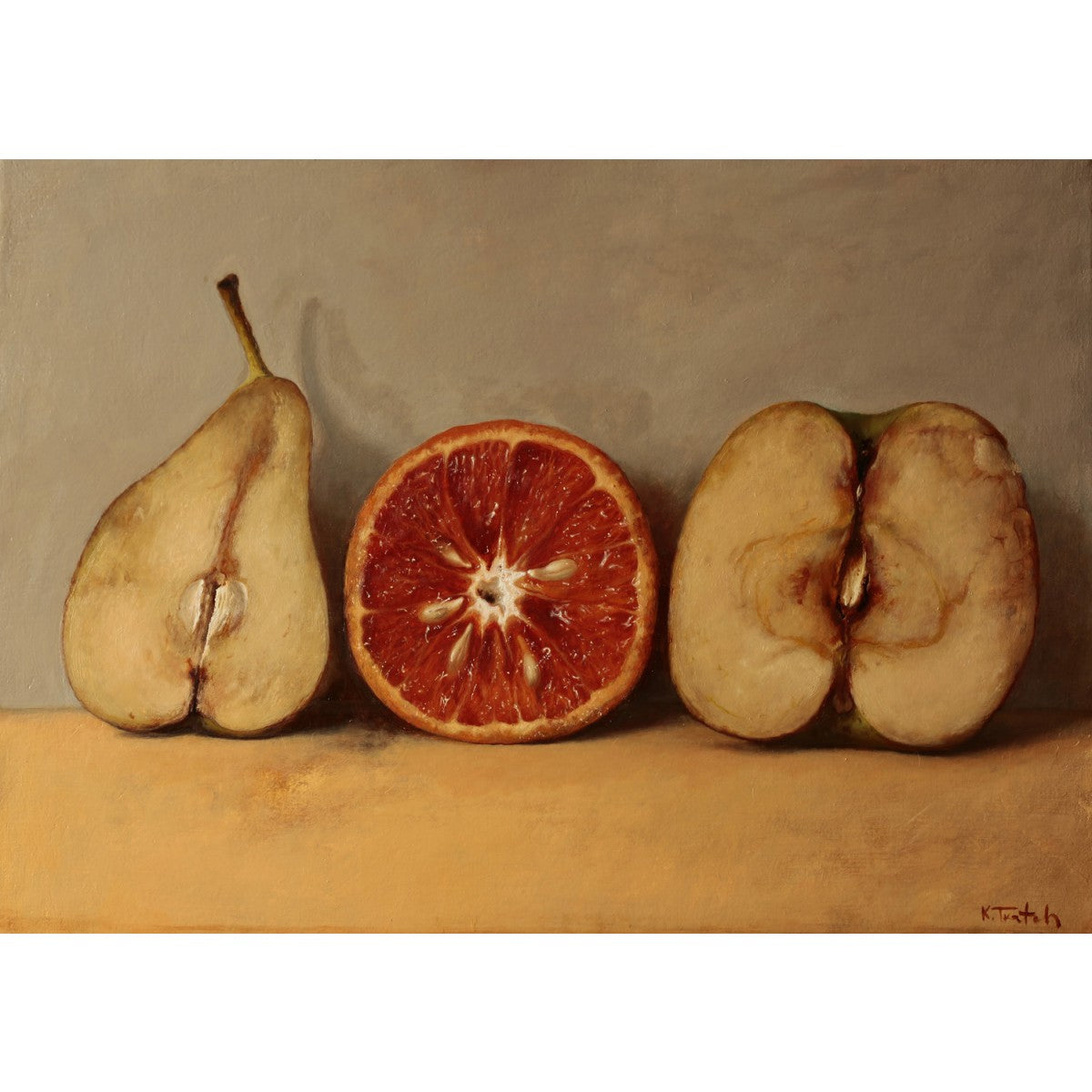 Pear Orange and Apple by Kim Tkatch