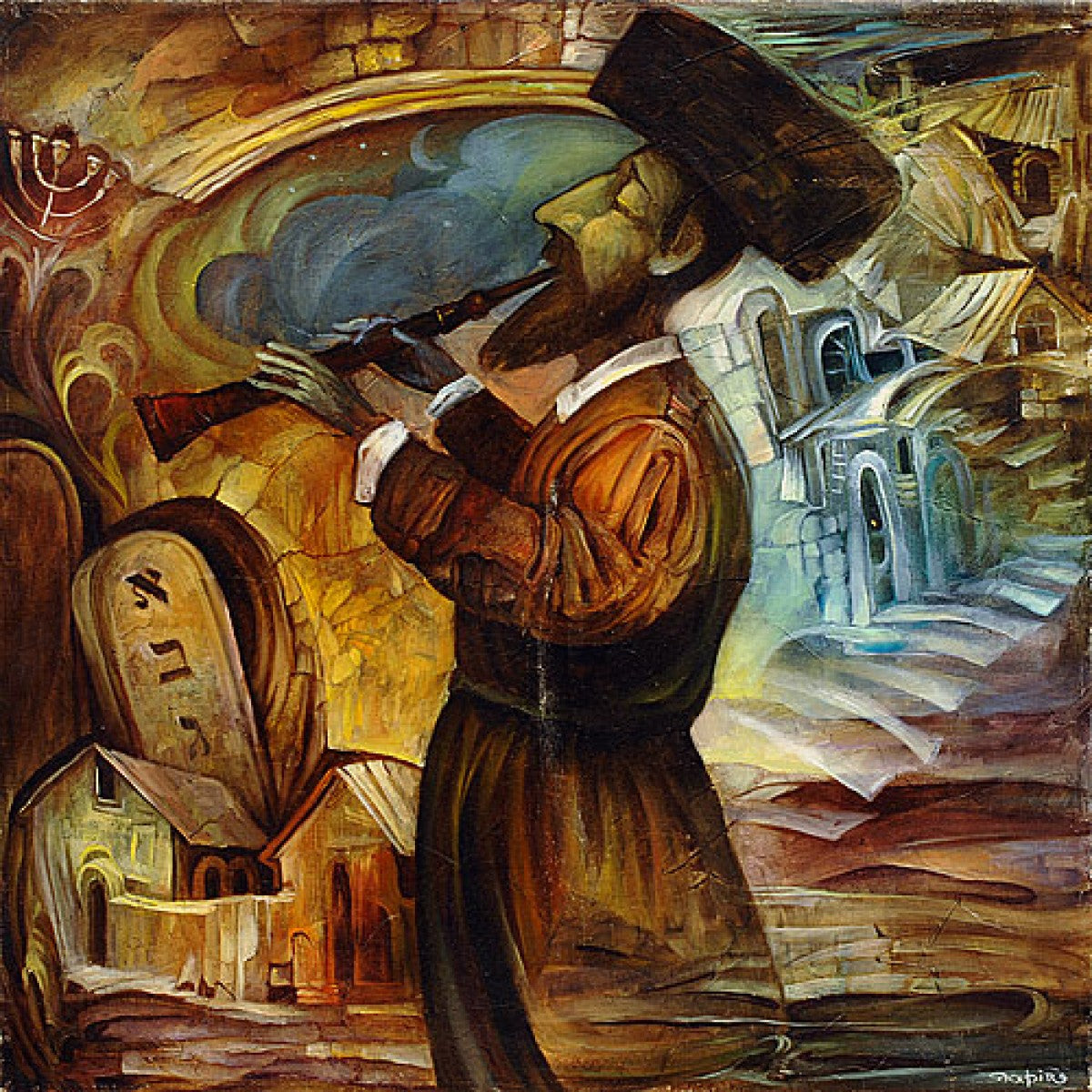 Hasidic Playing the Flute By Boris Shapiro