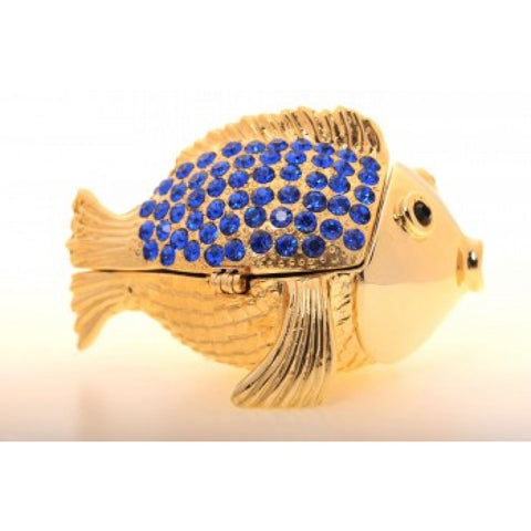 Gold & Blue Fish Trinket Box by Keren Kopal
