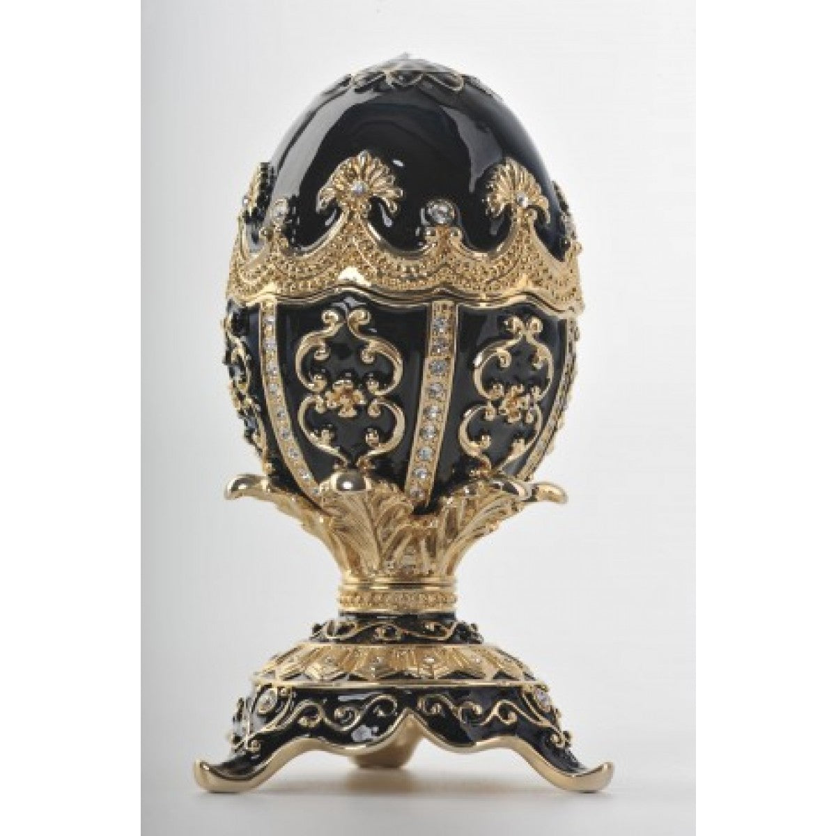 Black Faberge Egg with a Chicken Inside by Keren Kopal