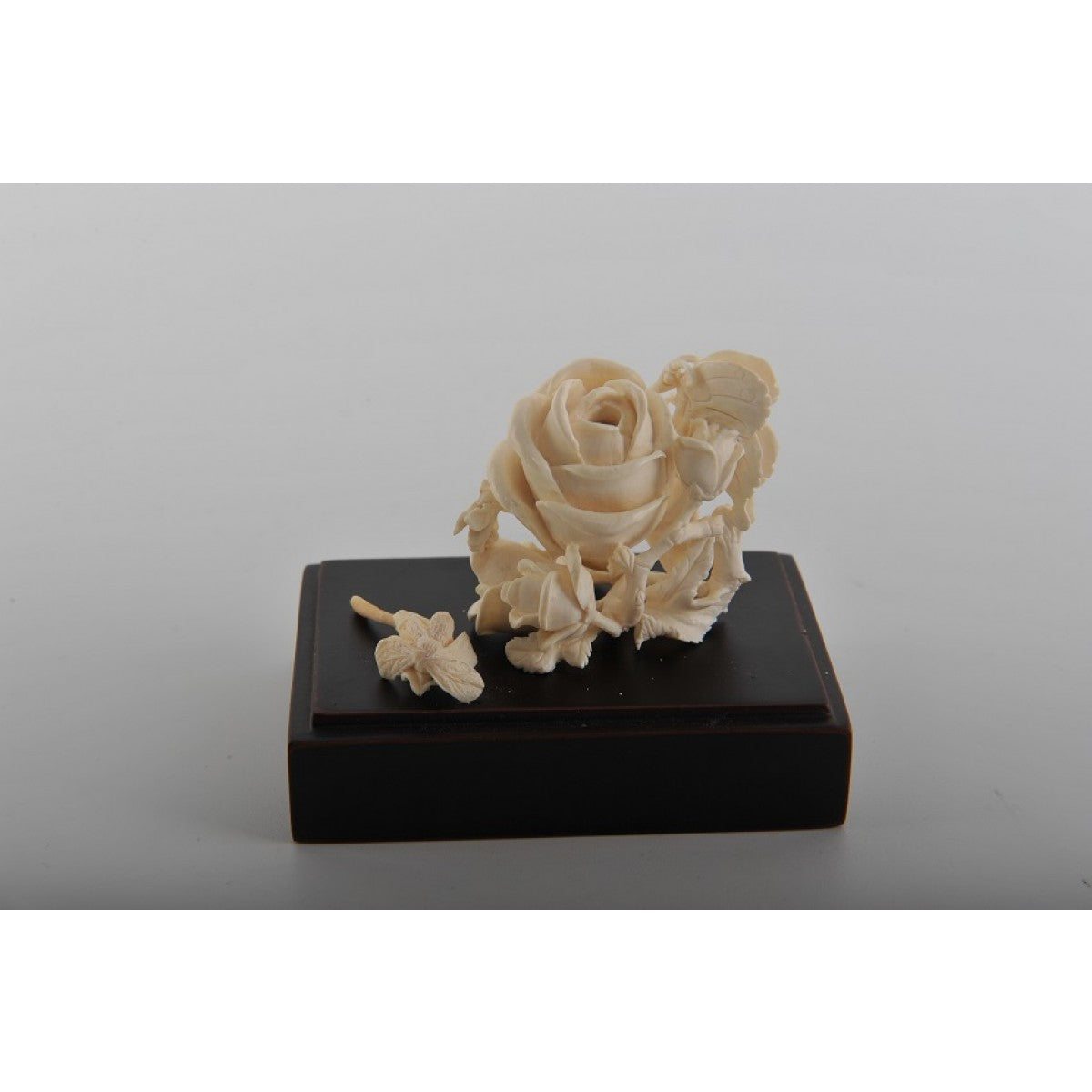Mammoth Ivory- Snuff Bottle Butterfly on a Rose