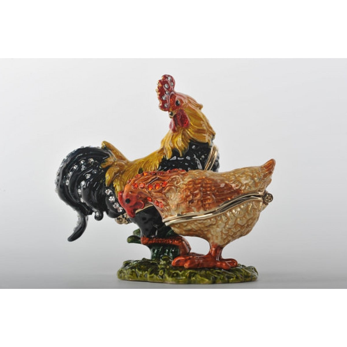 Rooster & Chicken trinket box by Keren Kopal