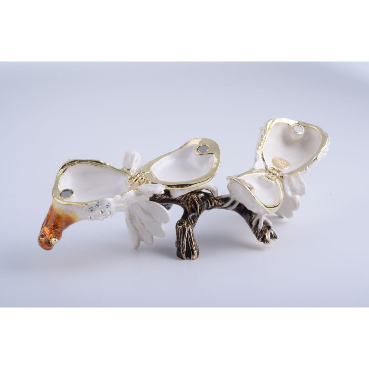 White Birds on a Branch Faberge Style Trinket Box
