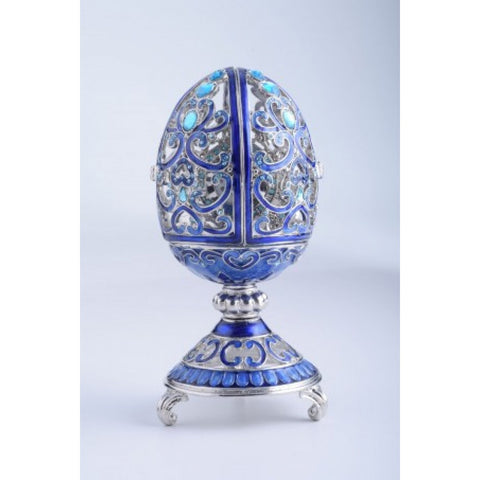 Silver & Blue Faberge Egg by Keren Kopal
