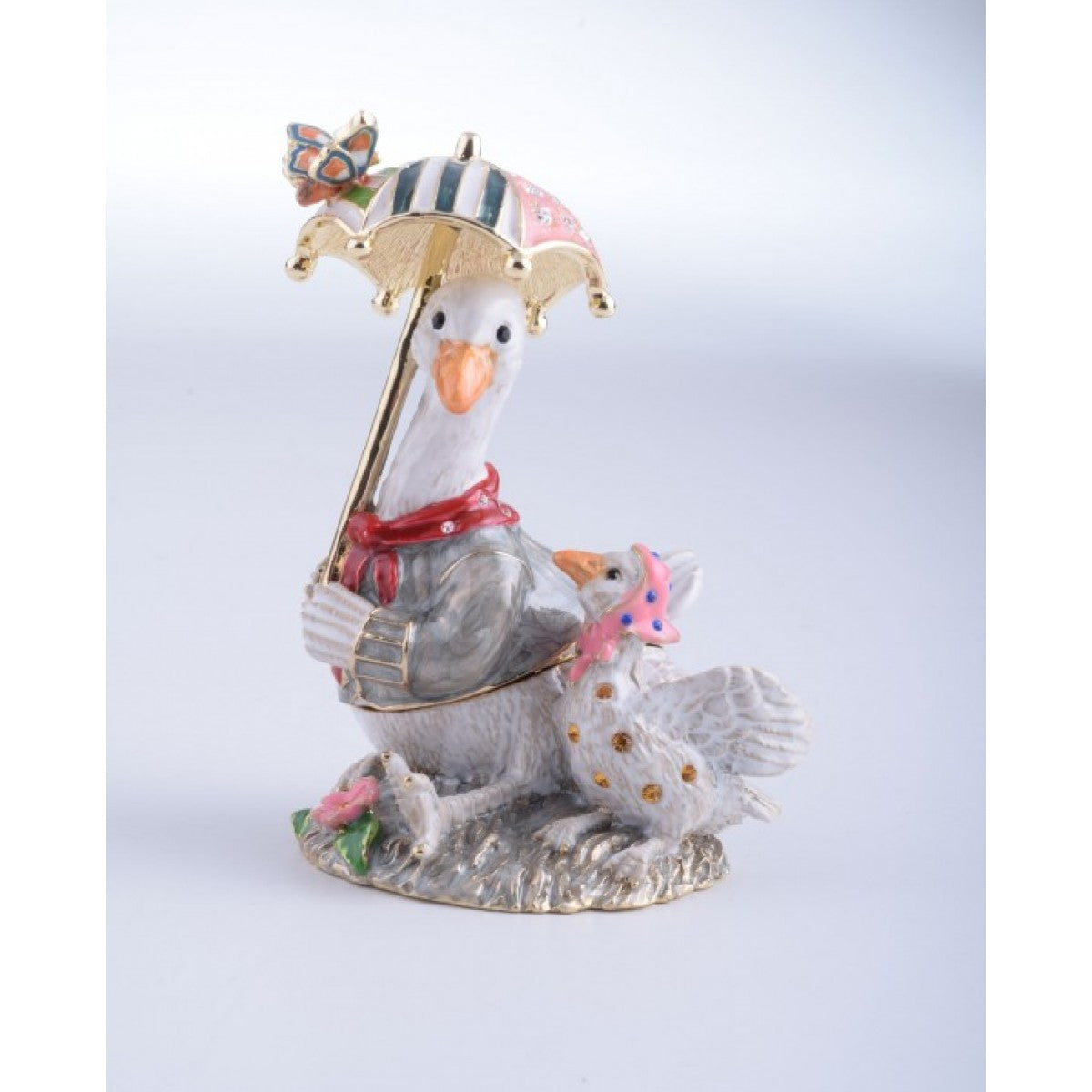 Goose with Umbrella Faberge Styled Trinket Box