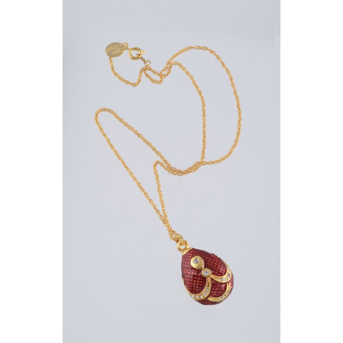 Red & Gold Fabrege Egg Styled Pendant Necklace