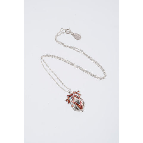 Silver & Red Fabrege Egg Styled Pendant Necklace