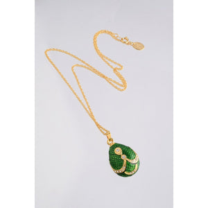 Green & Gold Fabrege Egg Styled Pendant Necklace