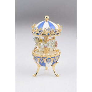 Blue Faberge Egg with Horse Carousel