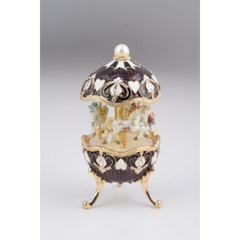 Black Faberge Egg with Horse Carousel