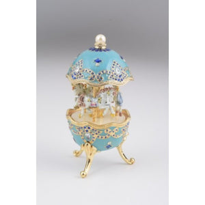 Light Blue Faberge Styled Egg Trinket Box by Keren Kopal