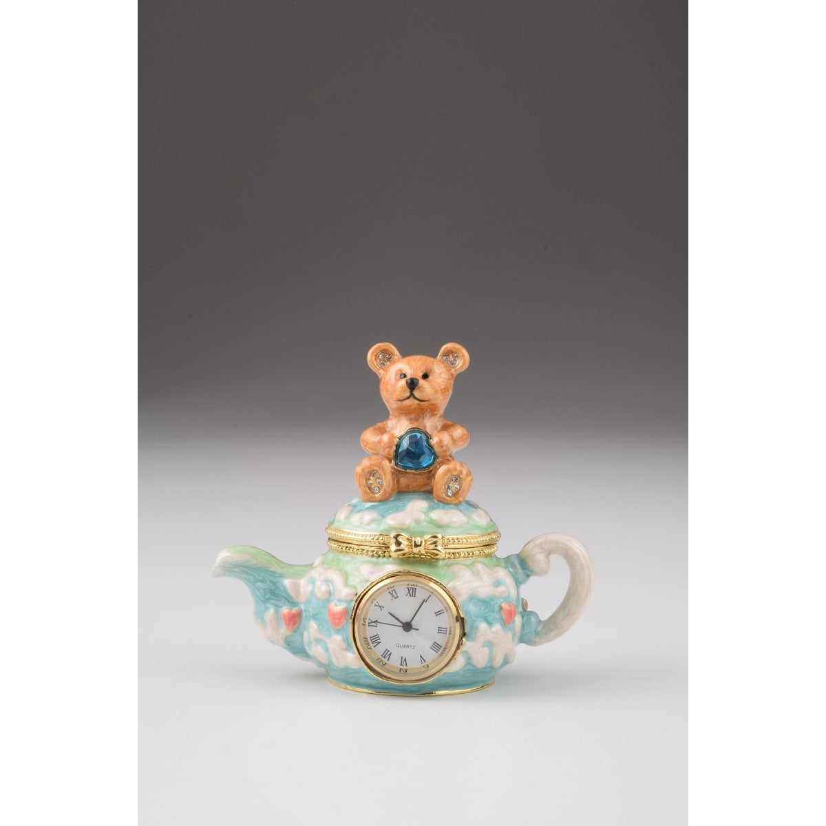 Bear with Clock Faberge Styled Trinket Box by Keren Kopal