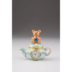 Bear with Clock Faberge Styled Trinket Box by Keren Kopal