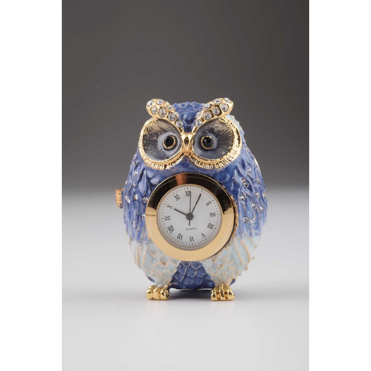 Owl with Clock Faberge Styled Trinket Box by Keren Kopal