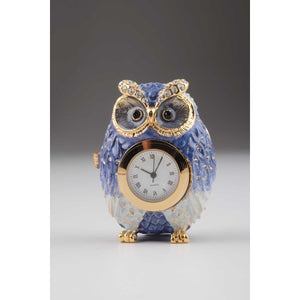 Owl with Clock Faberge Styled Trinket Box by Keren Kopal