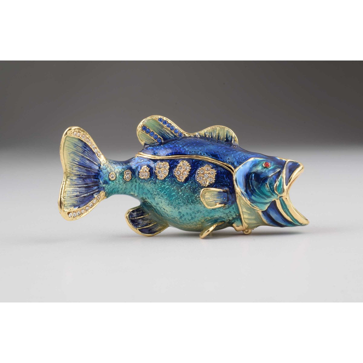 Blue Fish Faberge Styled Trinket Box by Keren Kopal